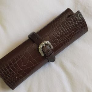 Brighton Brown Croc-Embossed Leather Roll with Silver Buckle